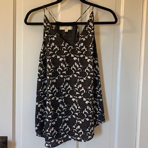 Gray and white floral tank